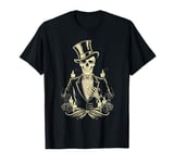 Classy Spooky Skeleton Gentleman in Top Hat with Candles T-Shirt