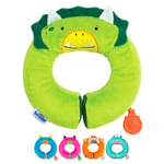 Trunki Kid's Travel Neck Pillow And Chin Rest | Support Sleepy Heads in the Car Seat, Plane, Bike or Pram | Yondi SMALL Dudley Dinosaur (Green)