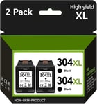 Cartouche Encre 304 XL Noir,304XL Noir Compatibles avec Cartouche HP 304 Noir pour HP Envy 5000 5030 5010 5020 5032 5020 Deskjet 3750 2630 2620 2622 3720 3730 3760 3762 3735 2600 (2 Noir)