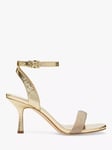 MICHAEL Michael Kors Carrie Embellished Metallic Snake Embossed Leather Sandals, Pale Gold