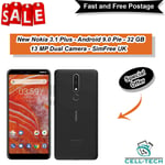 Nokia 3.1 Plus - Android 9.0 Pie - 32 Gb - 13 Mp Dual Camera - Simfree Uk