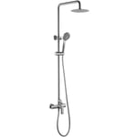 Ensemble de douche monocommande composé d'une barre de douche extensible et d'une colonne de douche Couleur nickel brossé