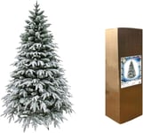 SHATCHI Sapin de Noël Artificiel 2,1m (7ft) Lapland Fir - Vert Neigeux avec 1205 Pointes de Branches en PE/PVC, Pied en Métal Pliable pour Décorations de Noël à la Maison