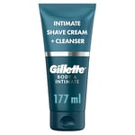 Gillette Body and Intimate 2in1 Shave Cream & Cleanser, Gentle Formula with Aloe, Formulated for Pubic Hair, Paraben Free 150 ml