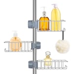 Ainiv 3PCS Étagère Douche Sans Percage, Étagère Salle de Bain Inoxydable, Support de Gel Douche Antirouille sans Perçage pour Barre/Rail 18-25mm, Accessoire de rangement Cuisine