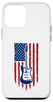 Coque pour iPhone 12 mini Drapeau américain guitare électrique drapeau américain pour guitariste drapeau USA