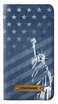 US Flag Liberty Statue PU Leather Flip Case Cover For iPhone 11 PU Leather Flip Case Cover For iPhone 11 with Personalized Your Name on Leather Tag