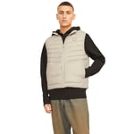 Jack & Jones Mens Sleeveless Gilet – Zipper Closure and High Neck - Cream - Size Small