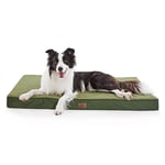 Bedsure Extra Large Dog Bed Washable - Orthopedic Dog Pillow and Mattress Mat for Dog Crate with Removable Plush Sherpa Cover, Dark Green, 112x81x7.6cm