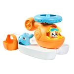 Tomy E73305C Jouet de Bain Hélicoptère de Secours par Toomies - Tourne dans l'eau - Jouet Flottant avec Pilote gicleur - Seau de Sauvetage et Dauphin avec Bec verseur - A partir de 1 an