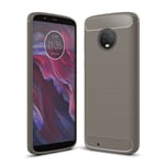 Motorola Moto G6 hiilikuituinen harjattu kotelo - Harmaa Hopea/Harmaa