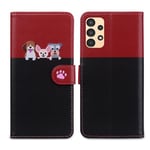 Nbziyoo Phone Case for Samsung Galaxy A13 4G/A13 5G,Cartoon Cats/Dogs Patterns Flip Wallet Case with Card Slots, Premium Magnetic PU Leather Cover Case for Samsung Galaxy A04S, Black