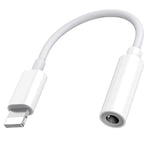 Tech Sense Lab Adaptateur de Casque iPhone Lightning vers 3,5 mm - Adaptateur Jack Audio - Compatible avec iPhone 14/13/12/11 Pro/X/XS Max/XR/8/7 - Compatible avec Tous Les systèmes iOS - Blanc