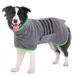 HezzLuv Peignoir pour Chien en Microfibre - pour Chiens de Taille Moyenne et Grande - Gris - Séchage Rapide - Super Absorbant Animaux Peignoir de Bain - pour Animaux de Compagnie et Chats (Vert M)