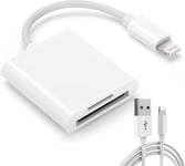 Lecteur De Carte Sd, Adaptateur Carte Sd Pour Iphone/Ipad,Adaptateur De Carte Mémoire Sd/Tf Avec Lecture Et Chargement Simultanés, Plug And Play, Pas D¿Application Requise