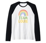 Happy Colorful Team Louie Rainbow Pride Green Yellow Raglan Baseball Tee