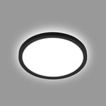 BRILONER - Plafonnier LED à lumière indirecte, plat, lumière blanc neutre, lampe LED, plafonnier LED, lampe de salon, panneau LED, lampe de cuisine, éclairage de plafond, 24x3 cm, noir