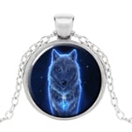 Halssmycke i glas med motiv [K01] - Spirit Wolf [Silver] - Varg Silver Silver