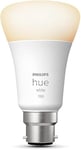 Philips Hue White Single Smart Bulb LED [B22 Bayonet Cap] - 1100 Lumens (75W Equivalent). Works with Alexa, Google Assistant and Apple Homekit