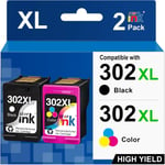 302Xl 302 Xl Pour Cartouches Hp 302 Hp 302 Xl Compatible Avec Hp Envy 4525 4527 4520 Deskjet 1110 2130 Officejet 3830 (Noir Couleur,2 Pack)