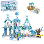 Girls Frozen Castle Building Toys Princess Castle Construction Toys Ice Palace Toy Castle Princess Toys with 2 Mini-dolls Birthday Gift Creative Toys for Boys and Girls Age 6–12 Years Old 477pcs