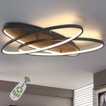 ZMH - Plafonnier led Dimmable avec Télécommande Lampe de Plafond Moderne 76W Noir Ovale Désign Lampe en métal 62CM Luminaire Intérieur pour Chambre à