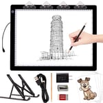 TOHETO A3 Tableau Lumineux pour Dessiner avec Support Pliable, 8000 Lux Tampon Lumineux Ultra Fin Artiste LED Tracing Light Pad Board Box for Suivi, Dessin, Tatouage, Croquis, Peinture Diamant - Noir