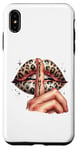 Coque pour iPhone XS Max Rouge à lèvres sexy pour femme Motif léopard scintillant Keep Mute Funny