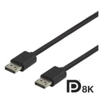 DELTACO Deltaco Displayport Kabel, Dp 1.4, 7680x4320 I 60hz, 3m, Svart