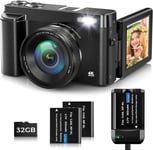 Appareil Photo Numérique, 4K 48Mp Autofocus Vlogging Camera Avec 32G Memory Card 16X Digital Zoom,Compact Digital Camera With 3.0 Inch 180° Flip Screen And Battery Charger For Teenagers