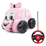 BABY CHALLENGE - Van Peluche - Mon Premier Véhicule - 051044 - Voiture Télécommandée - Rose - Lavable en Machine - 1/24 - Piles Non Incluses - Tissu et Plastique - À Partir de 18 Mois