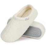 Pantoufles Femme Chaussons Maison d'intérieur Peluche Hiver Mousse à Mémoire Confort Antidérapantes Légères et respirante Blanc 40-41