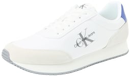 Calvin Klein Jeans Men RETRO RUNNER LOW MIX MTL, Bright White/Sapphire Blue, 44 EU