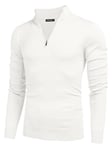 Aotoyou Pull Homme Hiver Col Roulé sous Pull Slim Fit Pull Homme Laine Cachemire Homme Blanc L