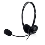 Ewent EW3563 Casque Professionnel léger avec Microphone pour PC,contrôle du Volume,Double Prise Jack 3,5 mm (1xAudio-1xMic),câble de 2,1 m, pour PC, Ordinateur Portable, Macbook, Bureau, Skype - Noir