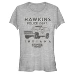 Stranger Things Women's Hawkins Police Car Short Sleeve T-Shirt, Heather Grey, S