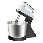 Electric Hand Mixer Cake Mixer Hand Whisk 7 Speed Food Mixers Handheld Flour Bread Egg Beater Blenders with Bowl 2 x Beaters 2 x Dough Hooks (Gray)