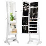 COSTWAY Armoire à Bijoux sur Pied 2 Organiseurs Cosmétiques Amovibles，Rangement Compartimenté pour Toutes Sortes de Bijoux