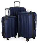 HAUPTSTADTKOFFER - Spree - Set de 3 valises, Bagages rigides, ABS, TSA, extensible, extra léger, 4 roues, 7 (S M & L), Bleu Foncé