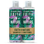 Faith In Nature Natural Lavender & Geranium Shampoo and Conditioner Set, Nourishing, Vegan & Cruelty Free, No SLS or Parabens, For Normal to Dry Hair, 2 x 400ml