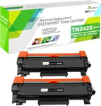 TN-2420 TN2420 Cartouche de Toner Compatible 3000 Pages pour Brother MFC-L2710DW L2710DN L2730DW L2750DW DCP-L2510DN L2530DW HL-L2350DW L2310D L2370DN L2375DW L2370DN (2 * Noirs, Haut rendement).[G509]