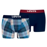 Levis Kalsonger 2P Plaid Aop Boxer Brief Marin/Blå bomull Large Herr