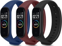 3 Pack Bracelet Pour Xiaomi Mi Band 4/ Xiaomi Mi Band 3 Pour Femme Et Homme,Bracelet Soft Silicone Souple Respirant Coloré Pour Xiaomi Mi Band 4/ Mi Band 3 (Noir/Bleu Marine/Vin Ro[Con110504]