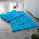 GC GAVENO CAVAILIA Tapis de Contour WC antidérapant, 2 pièces, Tapis de Bain à Boucle, Tapis de Salle de Bain en Microfibre, Ensembles de Bain Bleu Sarcelle, Standard