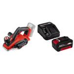 Einhell Rabot sans fil TE-PL 18/82 Li-Solo Power X-Change (profondeur de passe jusqu’à 2 mm, arbre porte fers de grande dimension, patin de repos automatique) avec Chargeur et Batterie 4,0Ah