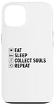 Coque pour iPhone 13 Eat Sleep Collect Souls répète Grim Reaper Halloween