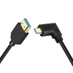 Câble Micro HDMI vers HDMI Court 8K,1FT/0.3M Angle Droit Ultra Haute Vitesse 48Gbps Micro HDMI Mâle vers HDMI Câble Prise en Charge 8K @ 60HZ,4K @ 120HZ (left/0.3m)