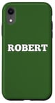 Coque pour iPhone XR Médaille nominative Robert Big Texte blanc personnalisable Dos assorti