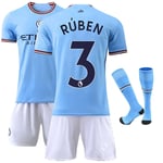 22/23 Ny säsong Hem Manchester City F.C. RUBEN Nr 3 Barn Jersey-paket Barn-26