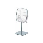 WENKO Miroir grossissant x5, Miroir maquillage sur pied, design carré, Acier, 14x14 cm, chromé